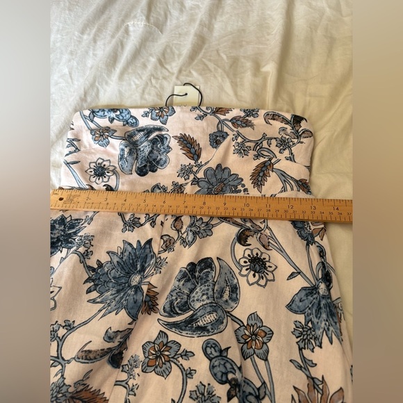Rachel Zoe NWT linen blend strapless floral smocked midi dress with pockets - Picture 6 of 10